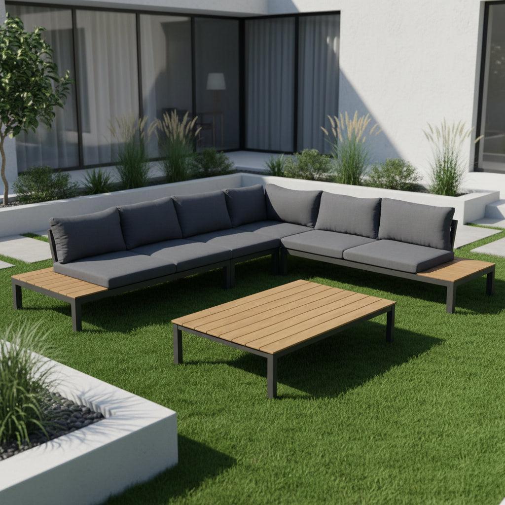 Salotto da giardino angolare con tavolino Jamal Grey