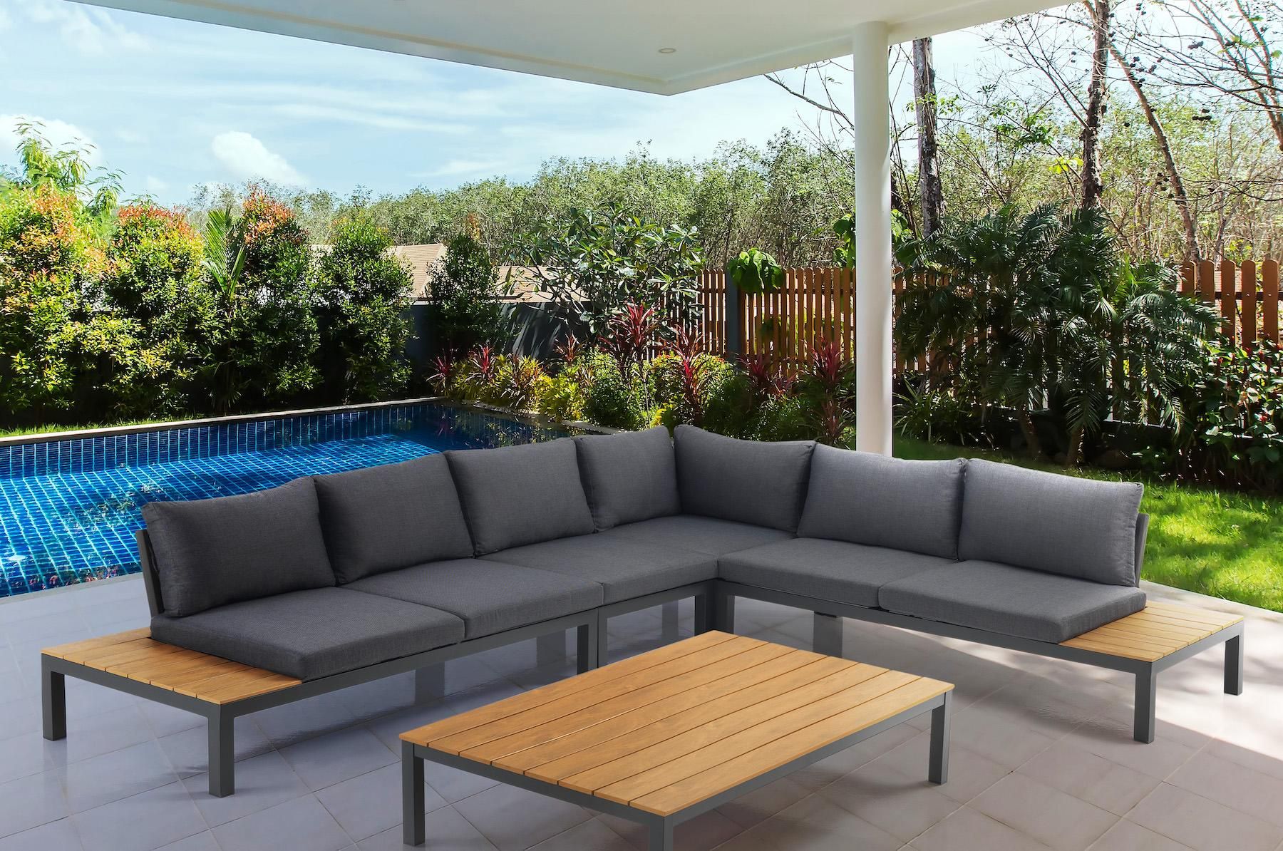 Salotto da giardino angolare con tavolino Jamal Grey