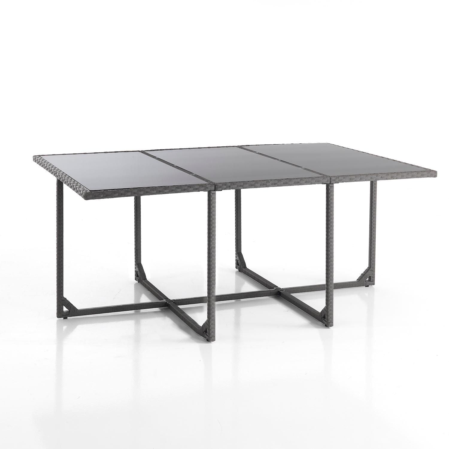 Salotto da giardino salvaspazio in acciaio e polyrattan Arizona