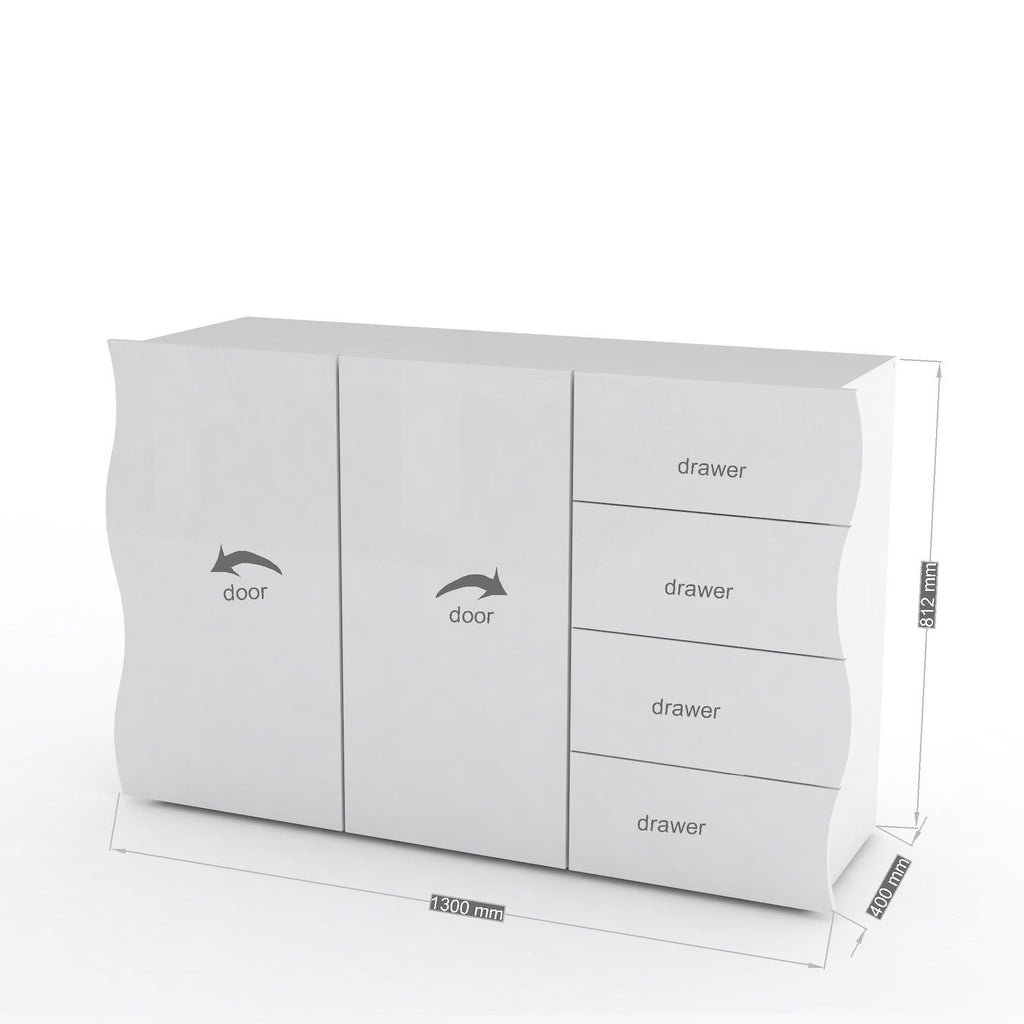 Credenza da cucina moderna in MDF bianco Surf B