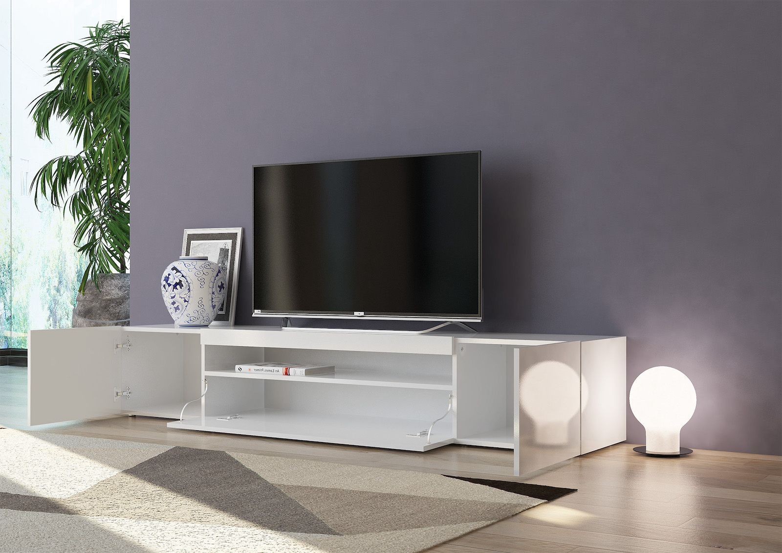 Mobile porta TV in legno L200 cm Bandol White
