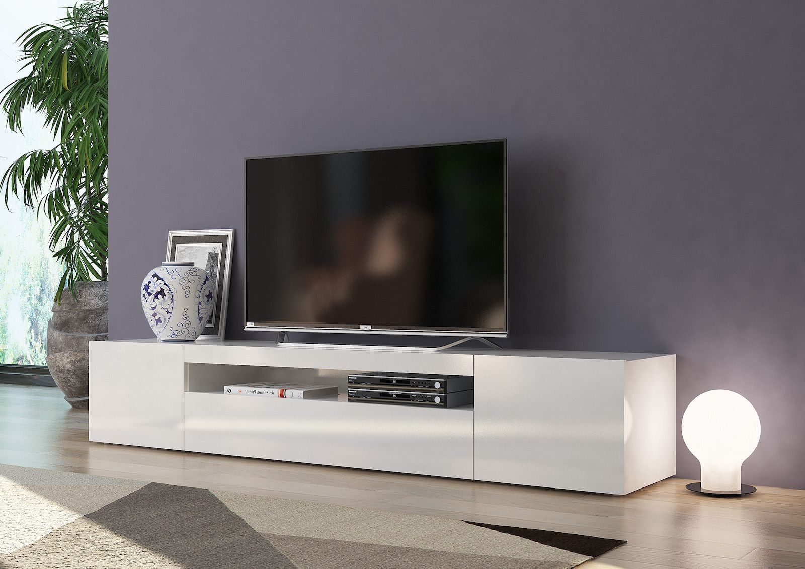 Mobile porta TV in legno L200 cm Bandol White