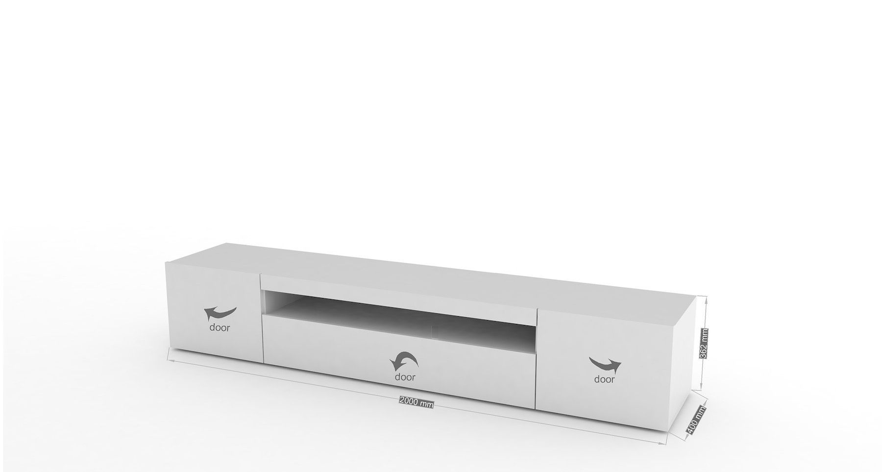 Mobile porta TV in legno L200 cm Bandol White