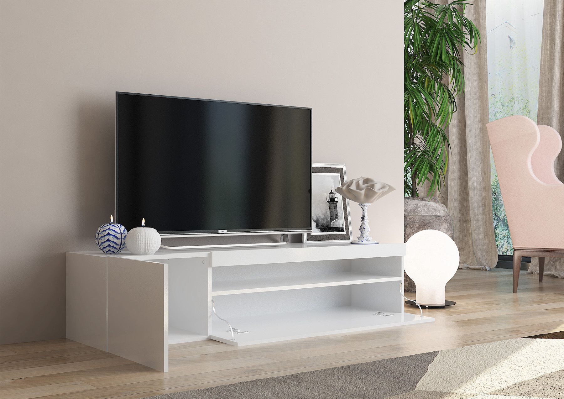 Base porta TV in legno 150 cm Bandol White