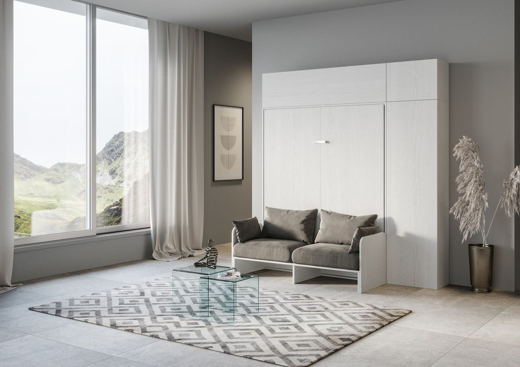 Letto matrimoniale a scomparsa con divano e mobili Lexton