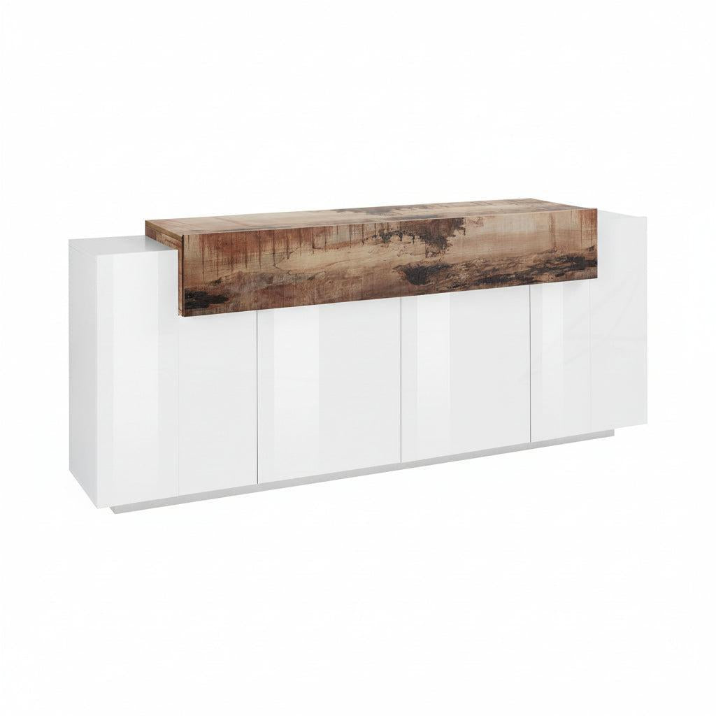 Credenza cucina design moderno in MDF bianco lucido Krisen Maple