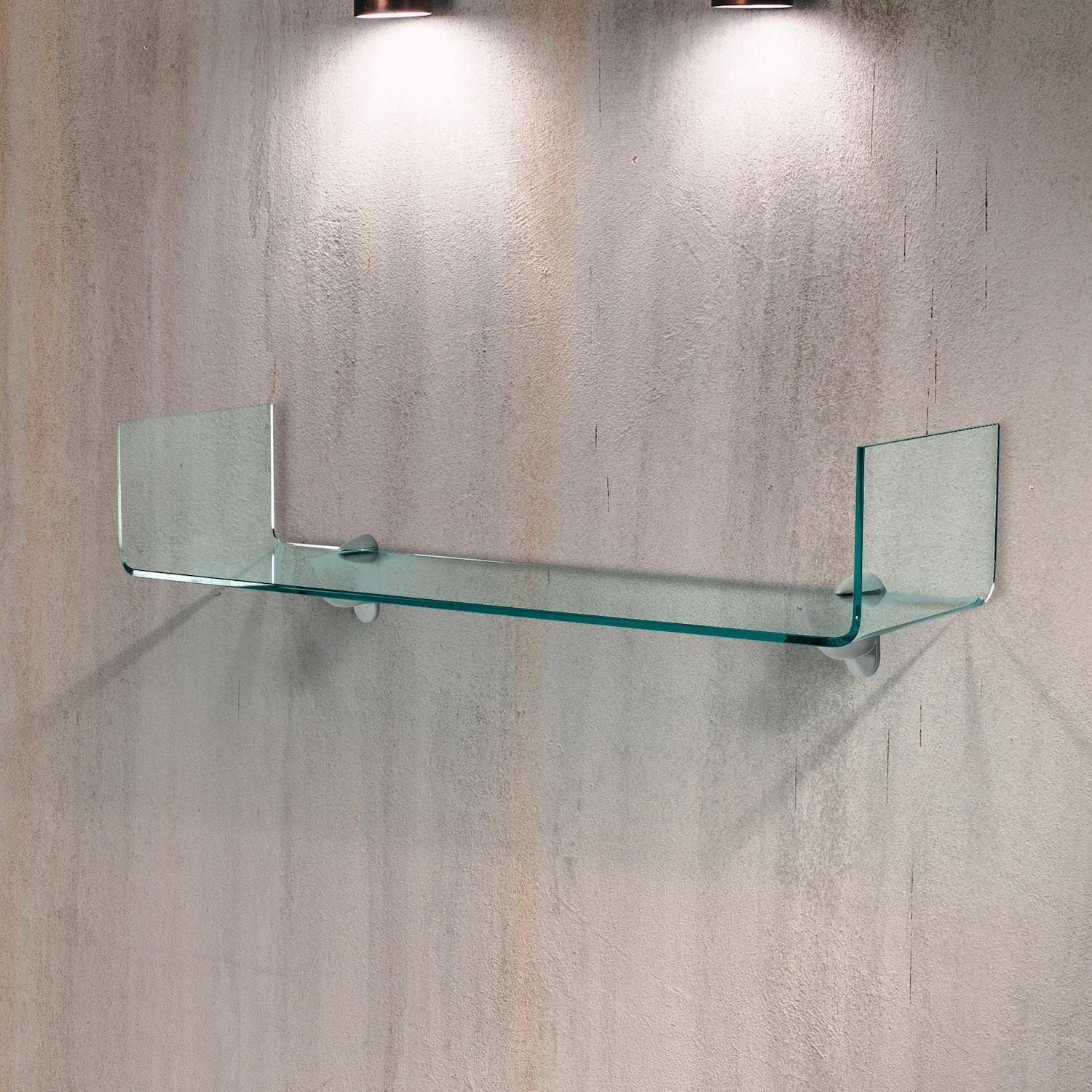 Coppia mensole in vetro curvato trasparente U2