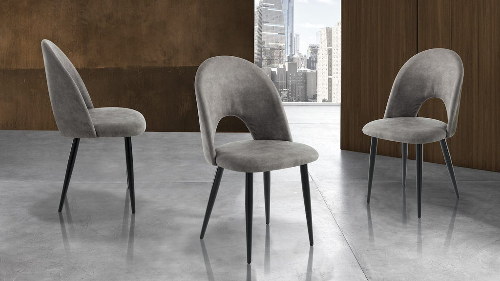 Set 4 sedie imbottite design moderno Dimitra Old Grey
