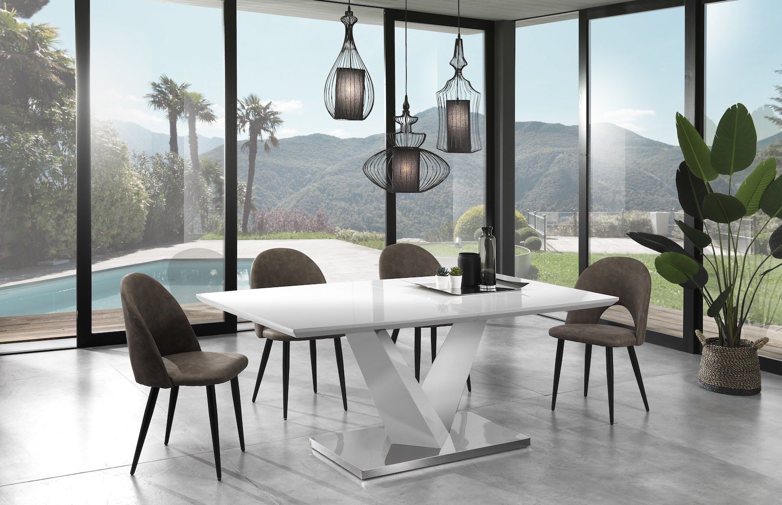 Set 4 sedie imbottite design moderno Dimitra Old Grey