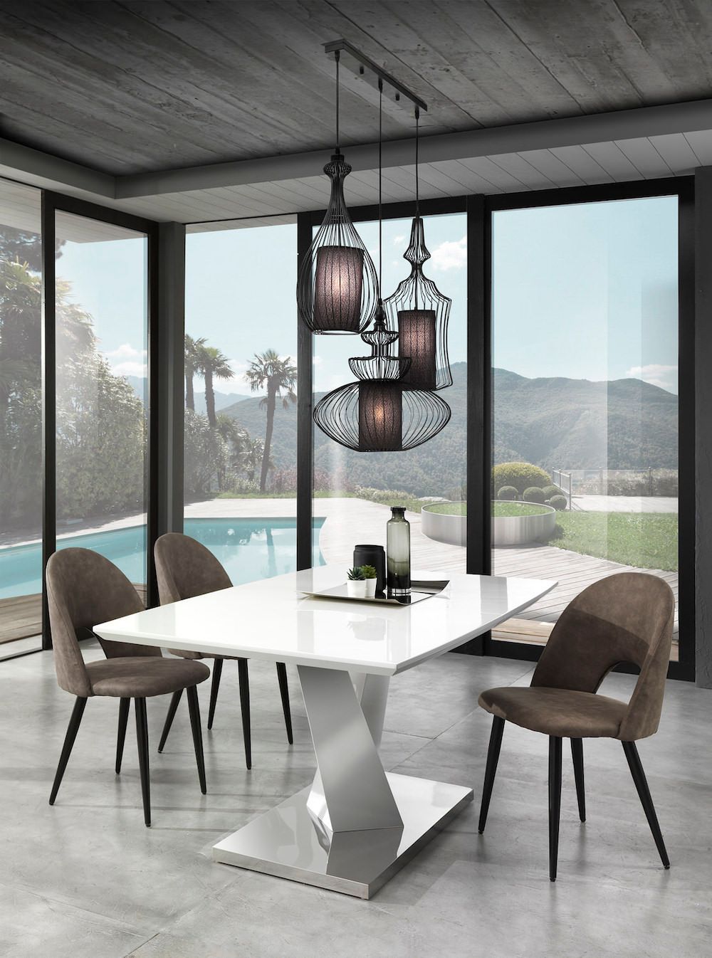 Set 4 sedie imbottite design moderno Dimitra Old Grey