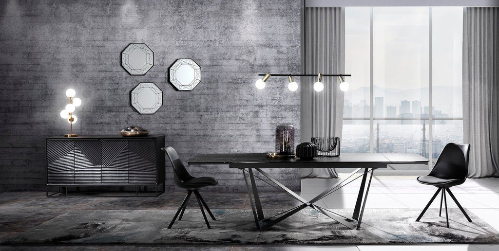 Set 4 sedie cucina moderne in ecopelle Kirby Slim Black