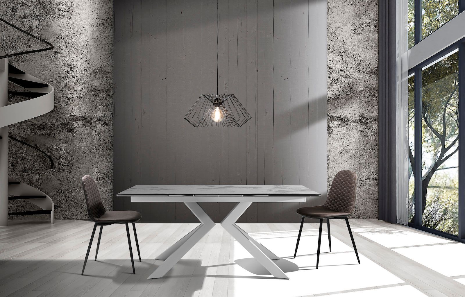 Set 4 sedie imbottite per cucina soggiorno Lazing Brown