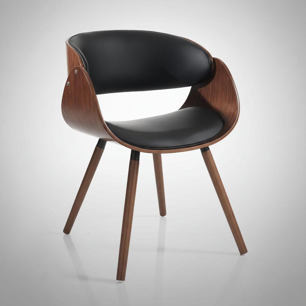 Sedia da cucina in legno e pelle sintetica Once Evo Black