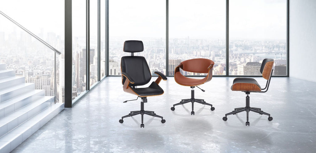 Poltrona da ufficio in legno e pelle sintetica Once High Black