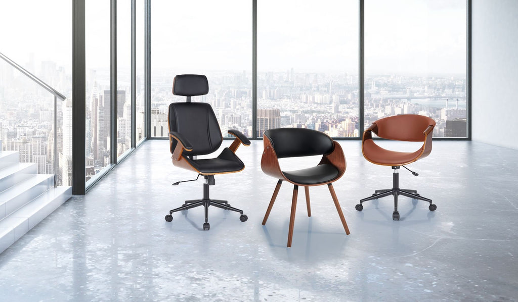 Poltrona da ufficio in legno e pelle sintetica Once High Black