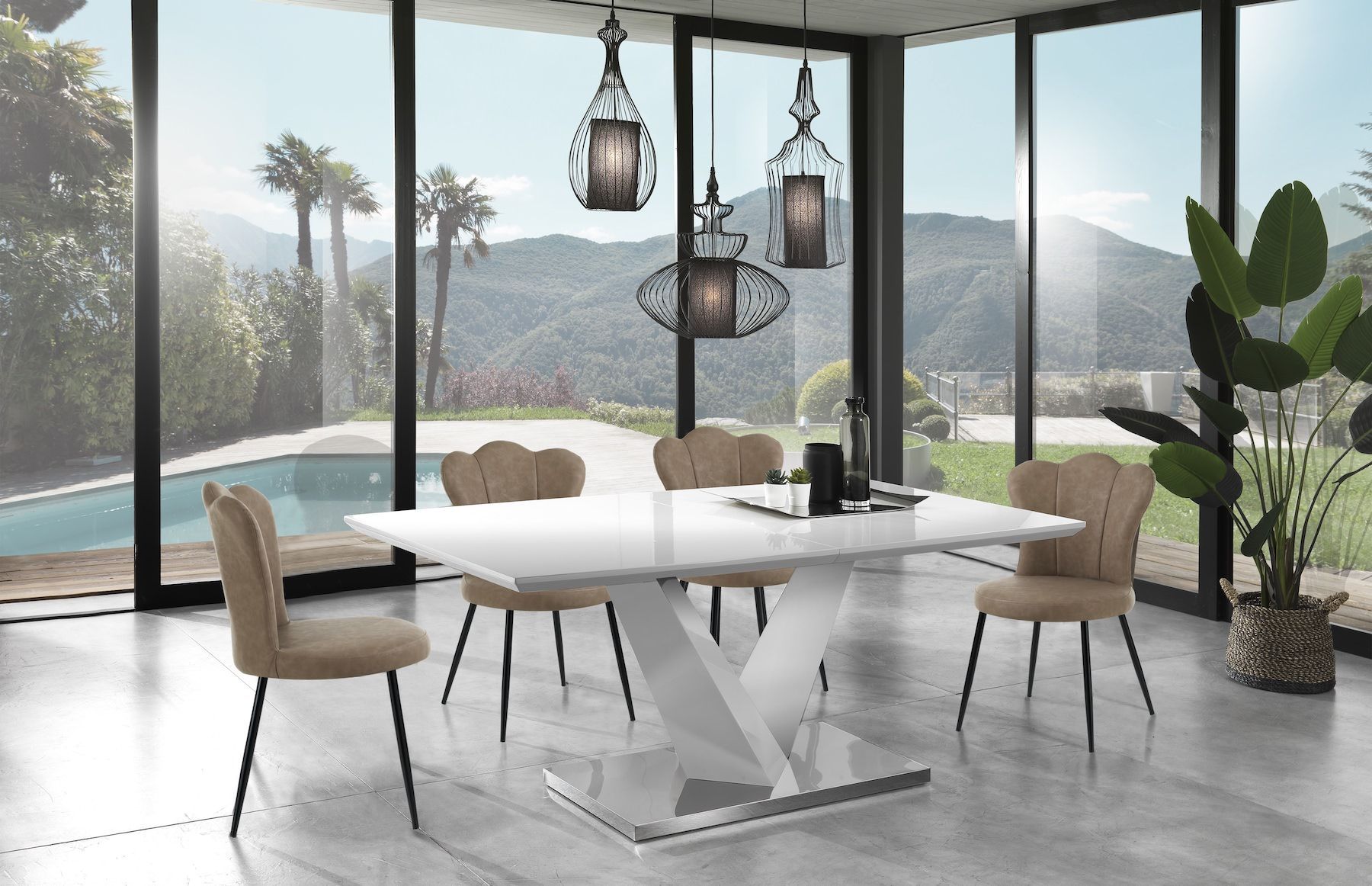 Set 4 sedie imbottite per sala da pranzo Tarja Sand