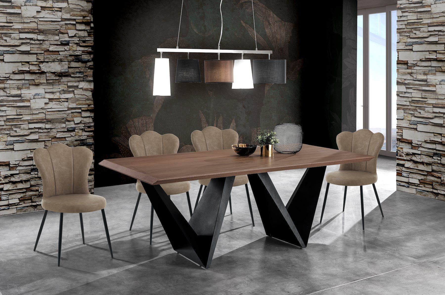 Set 4 sedie imbottite per sala da pranzo Tarja Sand