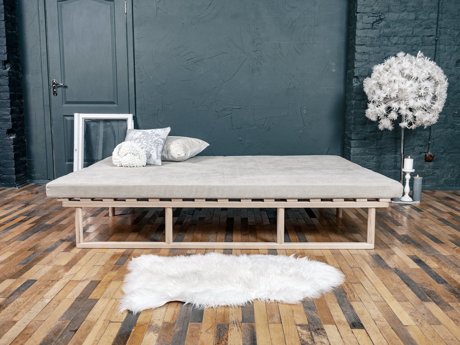 Divano letto in legno naturale Mikkeli