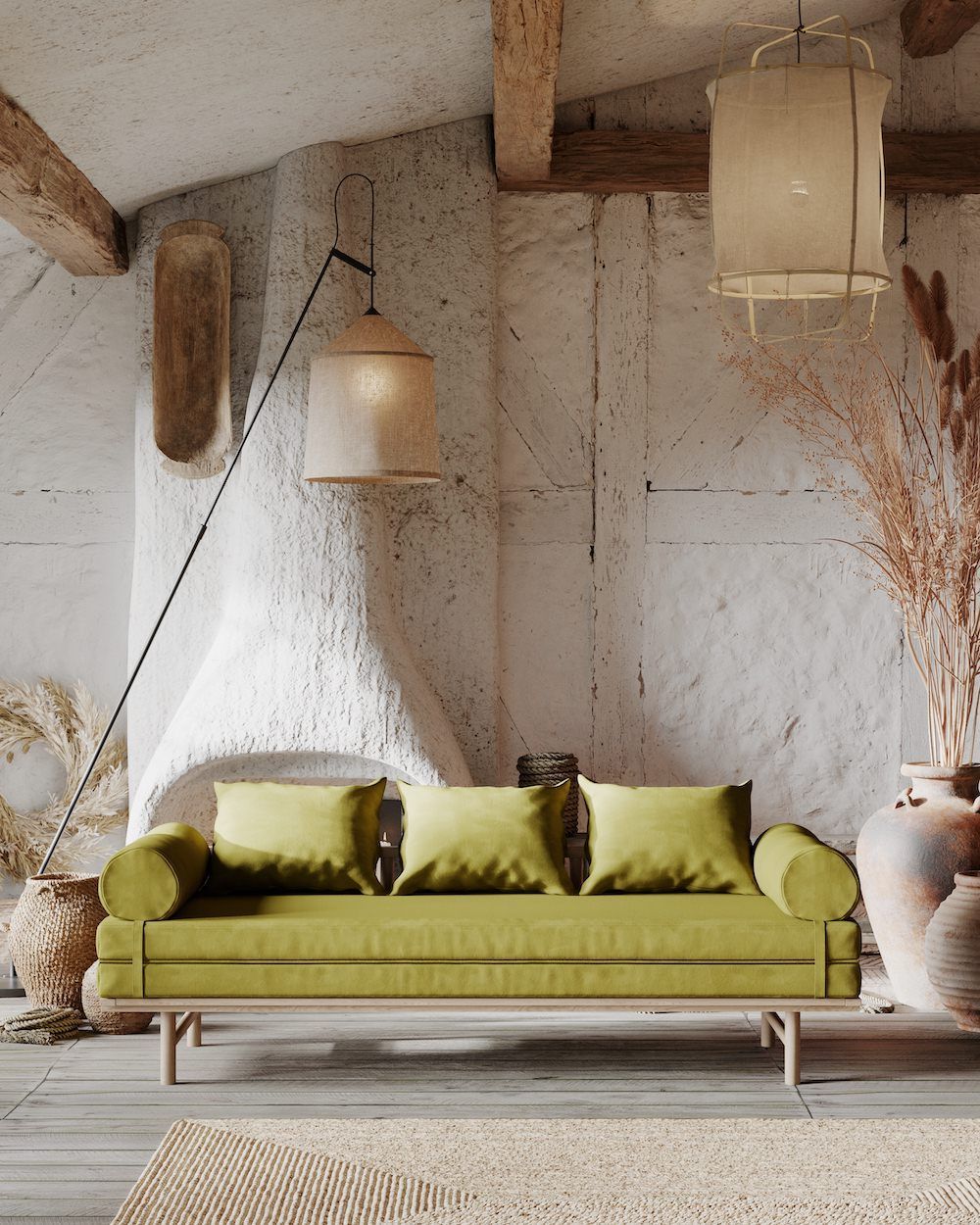 Divano letto in legno naturale Mikkeli