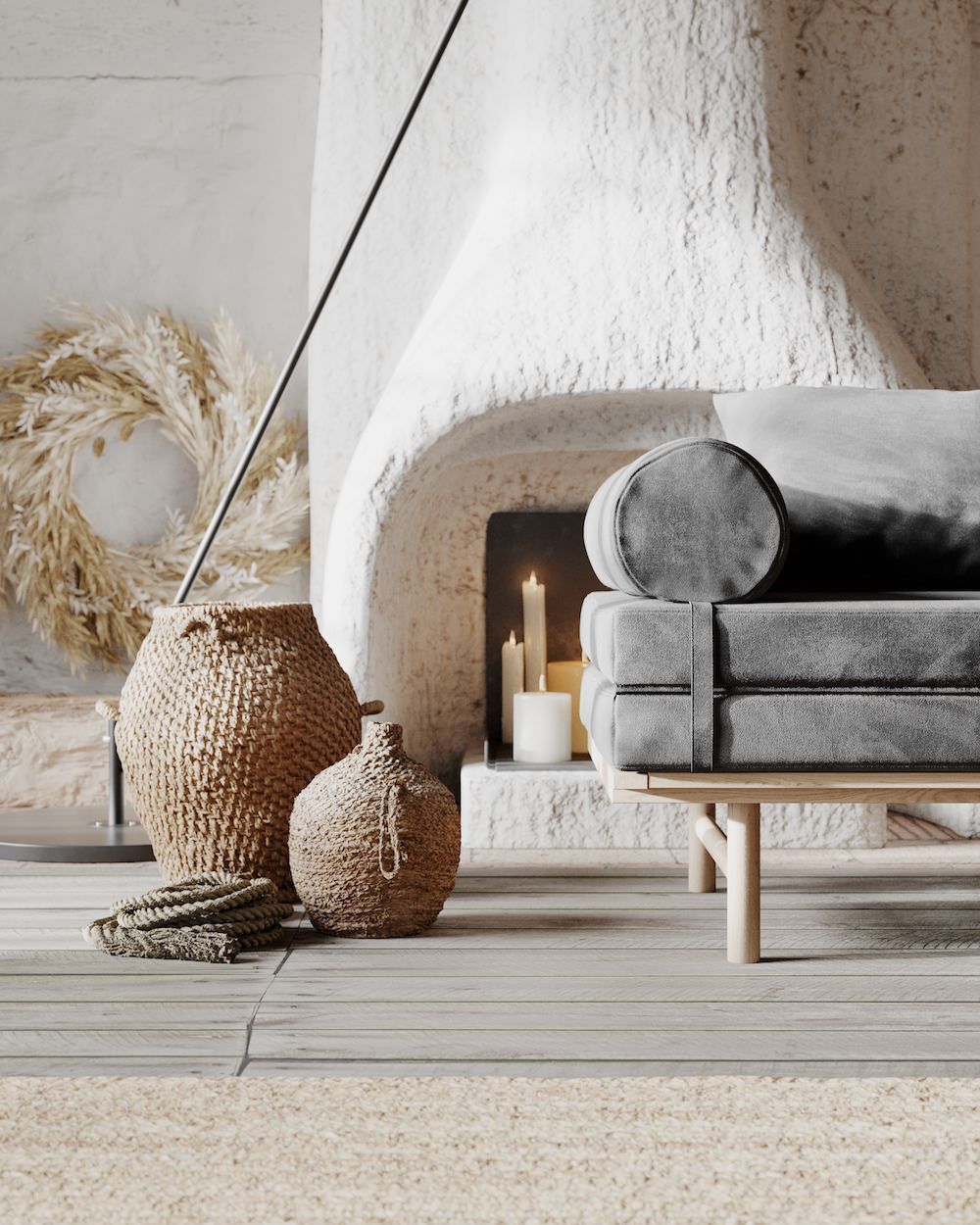 Divano letto in legno naturale Mikkeli