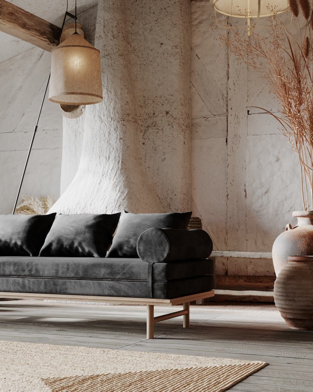 Divano letto in legno naturale Mikkeli