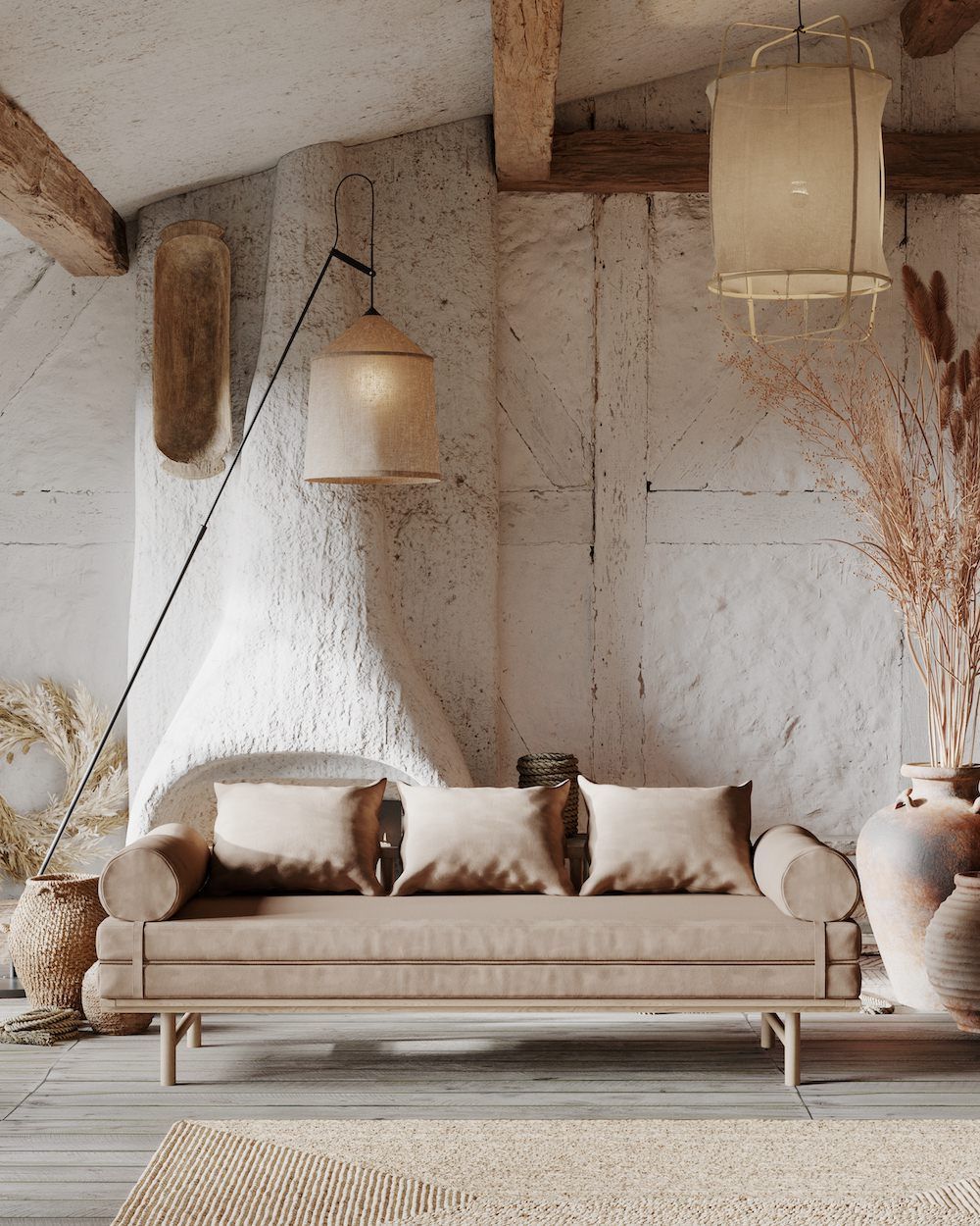 Divano letto in legno naturale Mikkeli