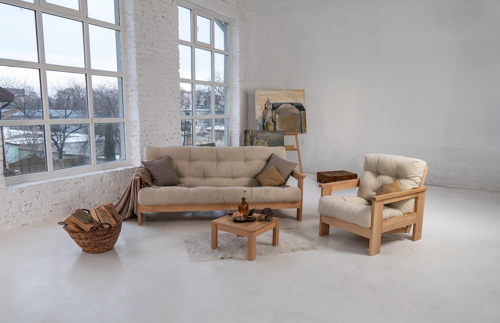 Divano letto in legno massello di faggio Kolari