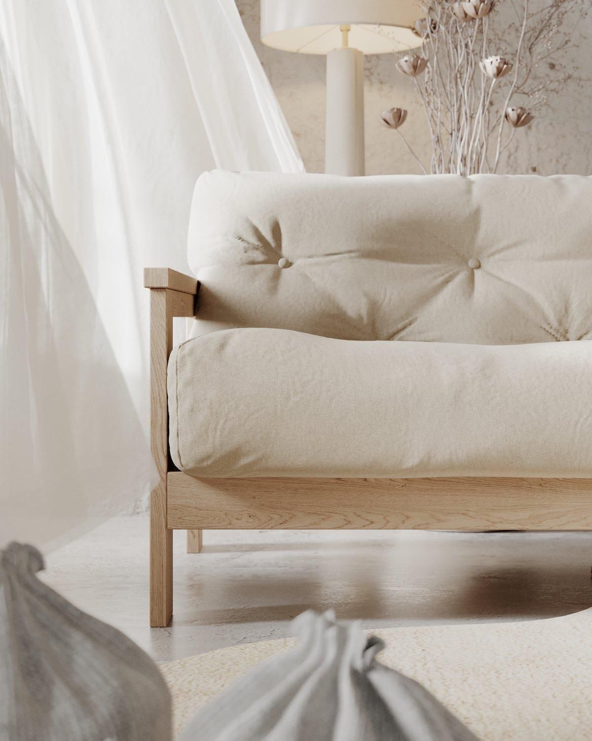 Divano letto in legno massello di faggio Kolari