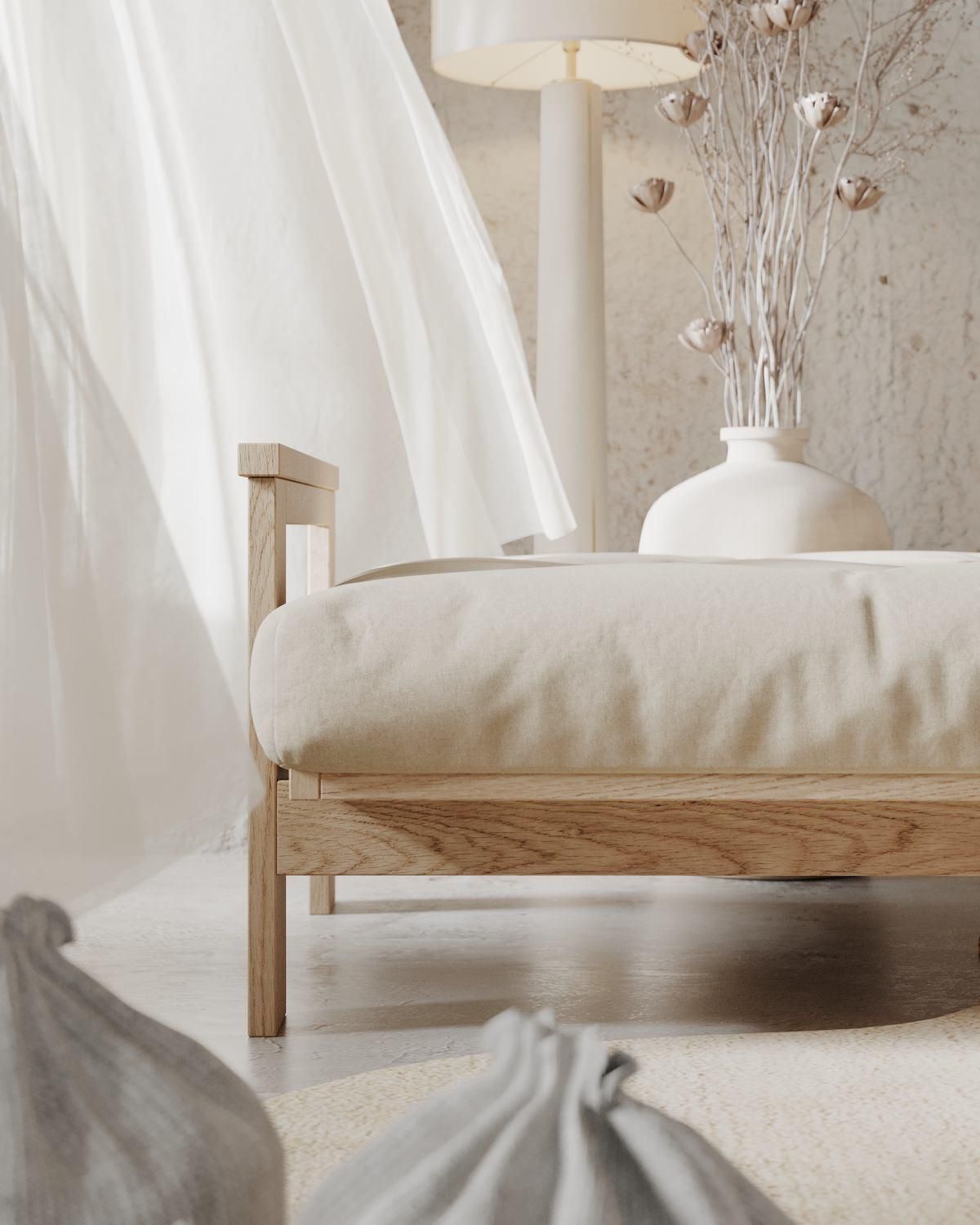 Divano letto in legno massello di faggio Kolari