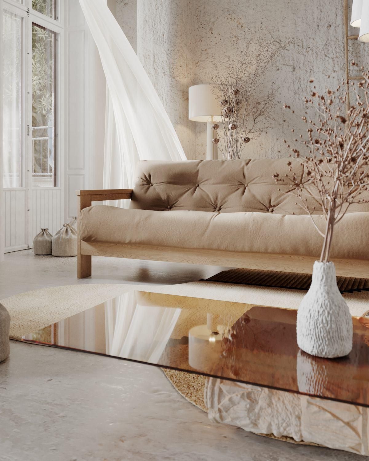 Divano letto in legno massello di faggio Kolari