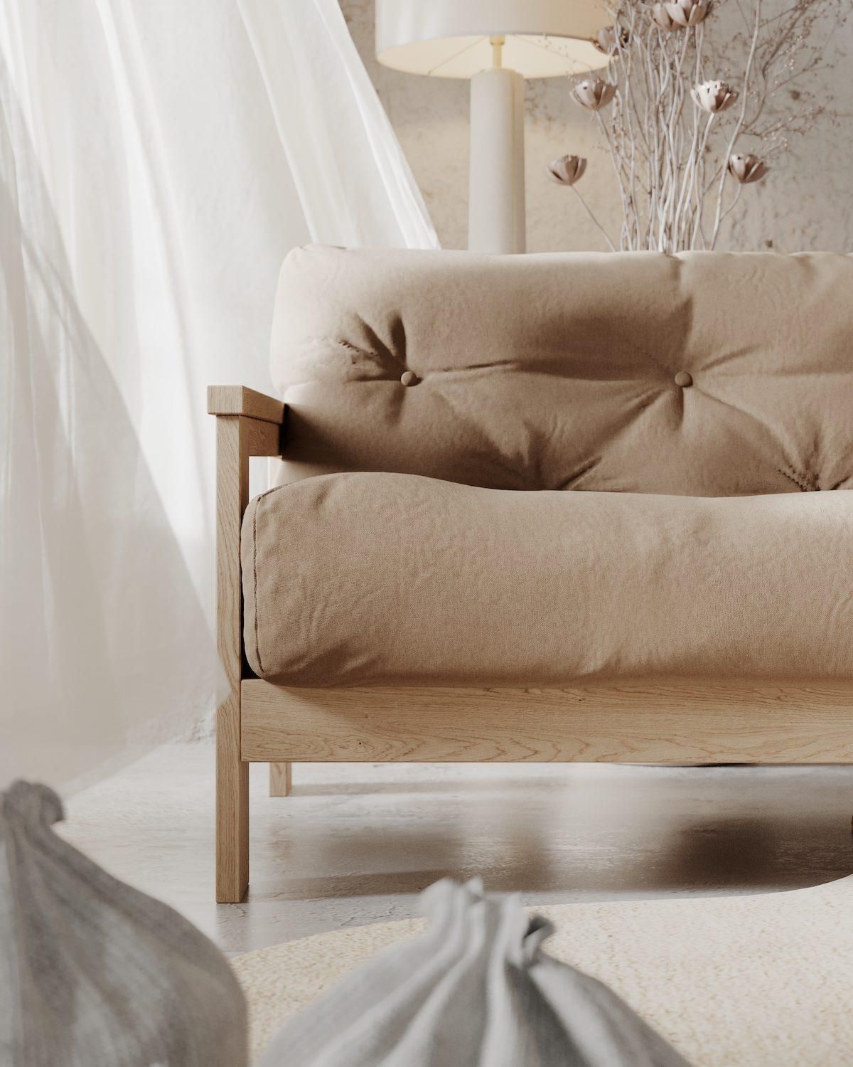 Divano letto in legno massello di faggio Kolari