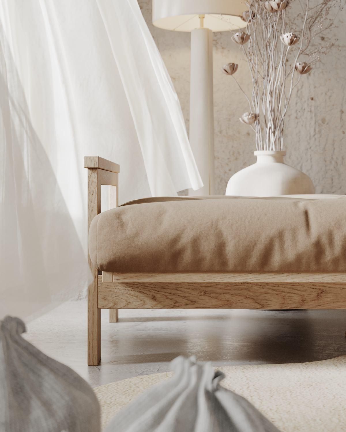 Divano letto in legno massello di faggio Kolari