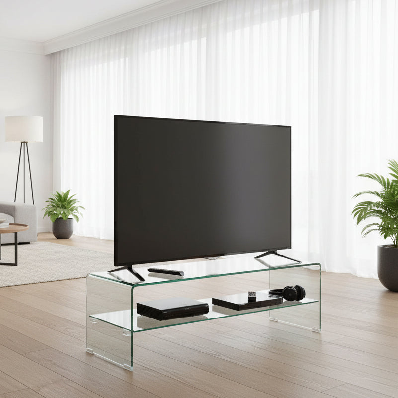 Porta TV in vetro curvato trasparente Fancy 130