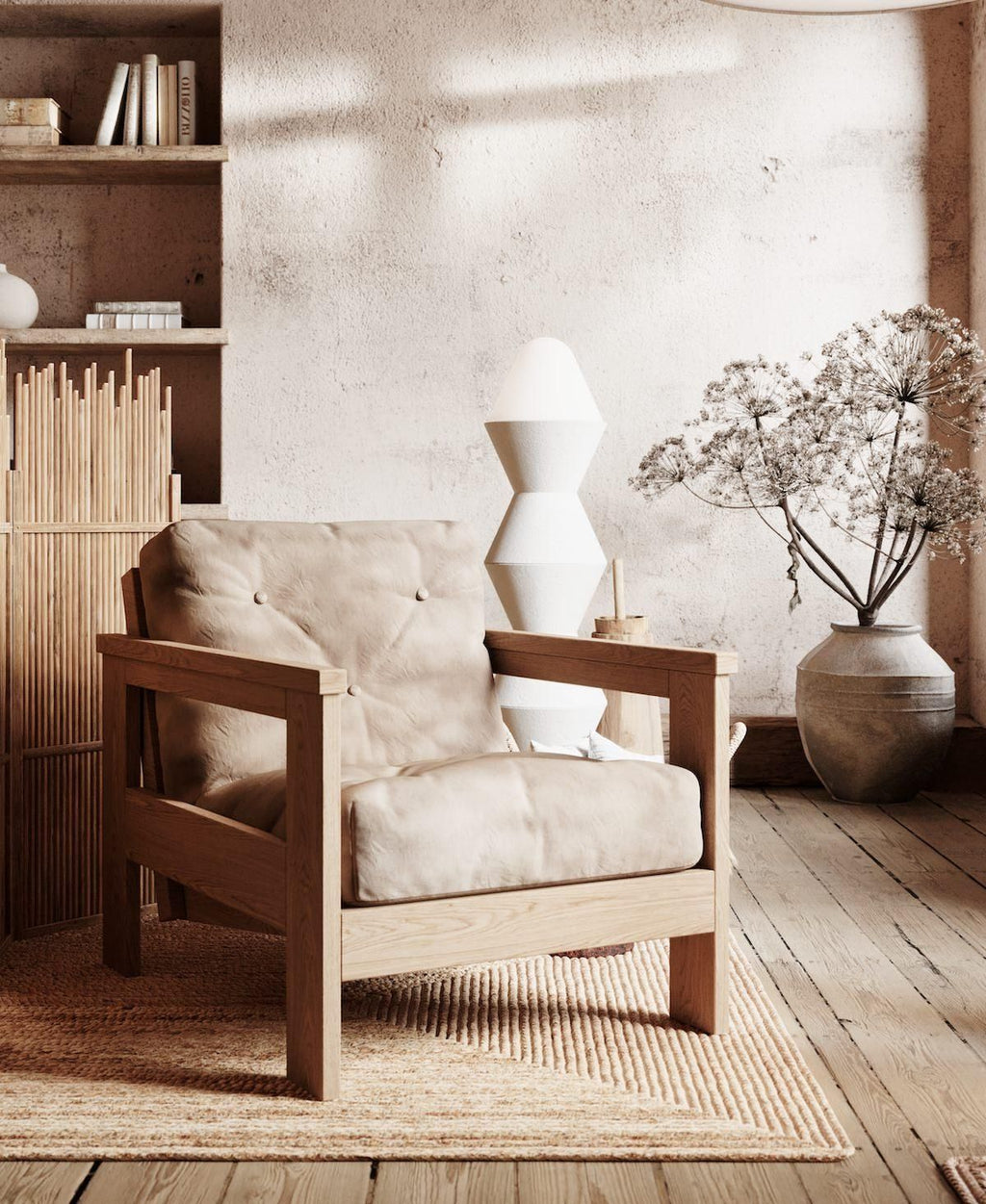 Poltrona da salotto moderna in legno massello Kolari