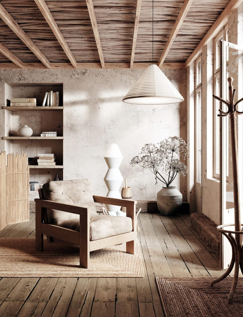 Poltrona da salotto moderna in legno massello Kolari