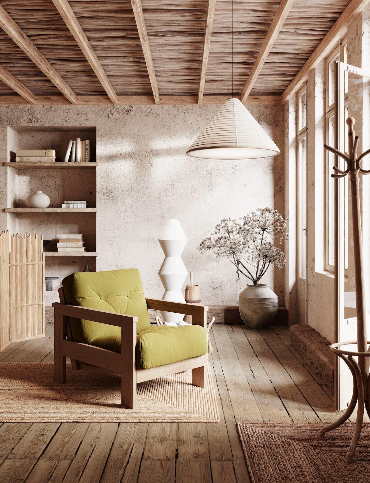 Poltrona da salotto moderna in legno massello Kolari