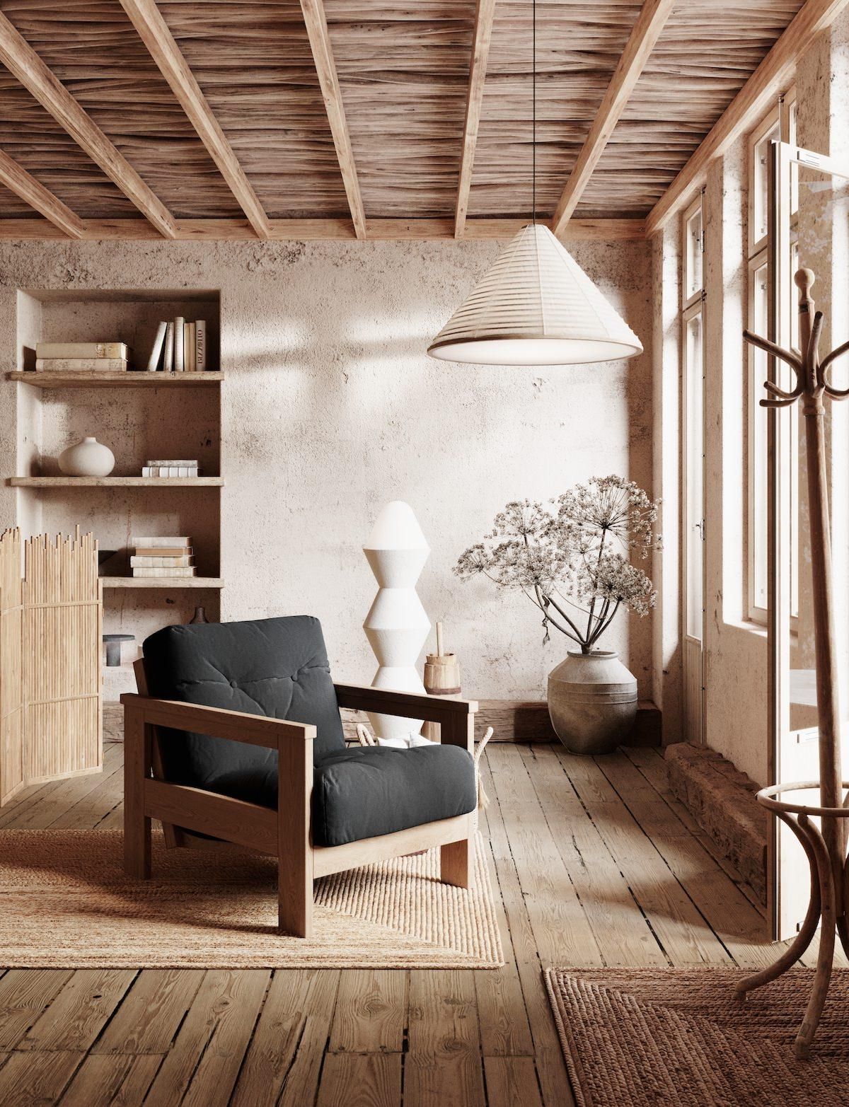 Poltrona da salotto moderna in legno massello Kolari