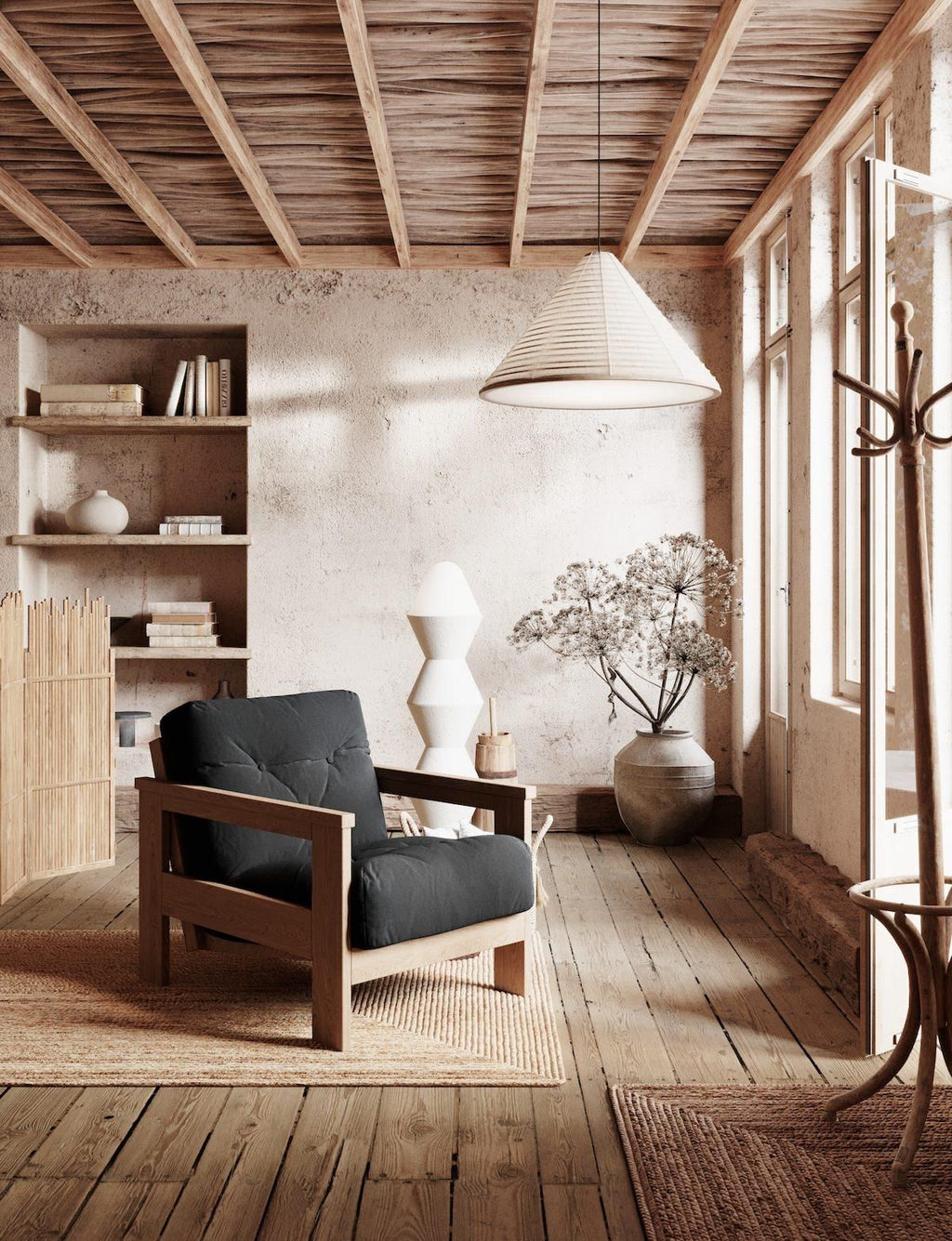 Poltrona da salotto moderna in legno massello Kolari