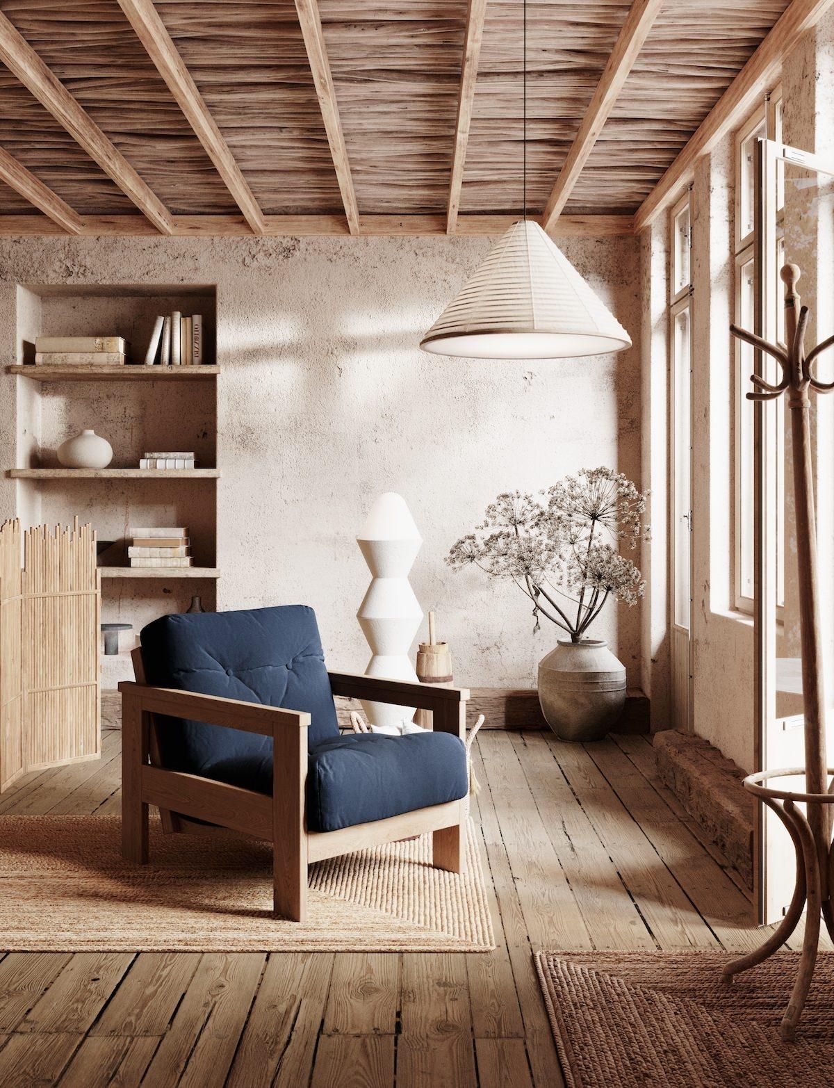 Poltrona da salotto moderna in legno massello Kolari