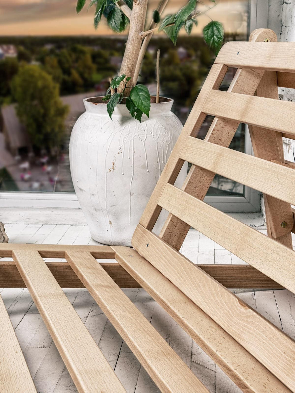 Divano letto matrimoniale in legno Derup