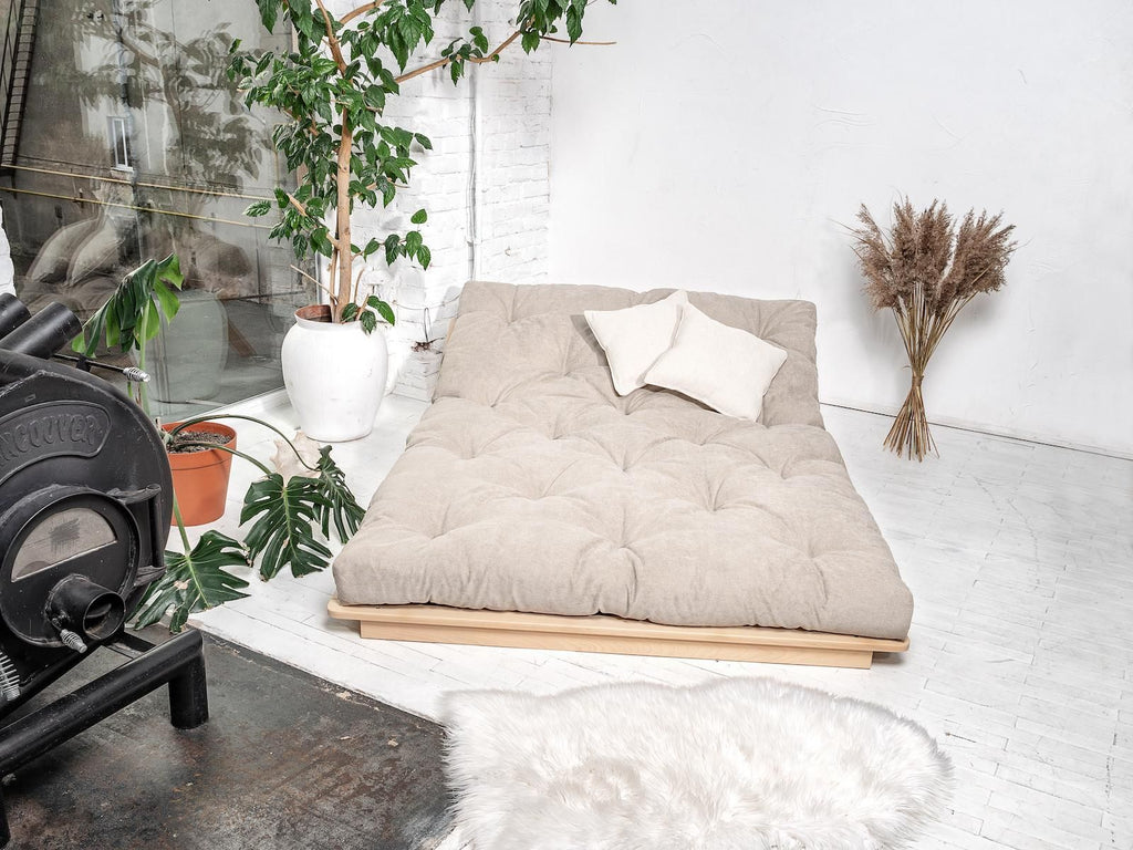 Divano letto matrimoniale in legno Derup