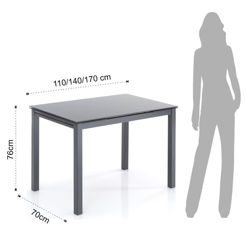 Tavolo rettangolare allungabile 110x70 cm Learn Grey