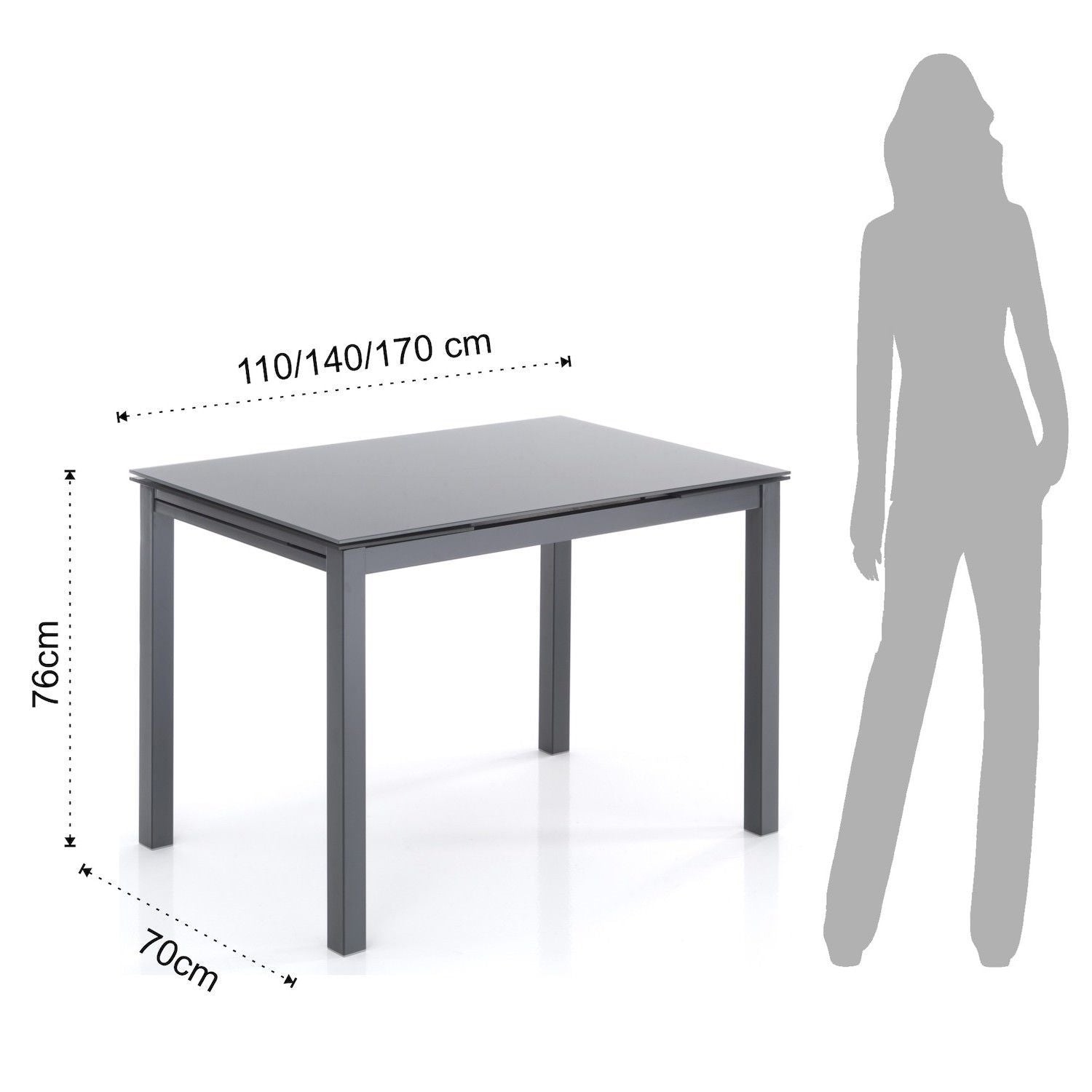 Tavolo rettangolare allungabile 110x70 cm Learn Grey