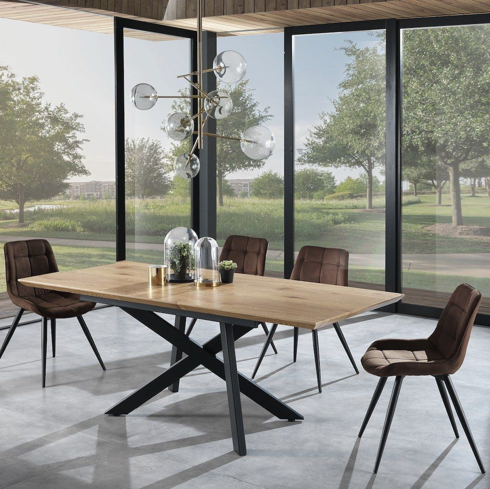 Tavolo rettangolare allungabile in metallo e legno Kalervo