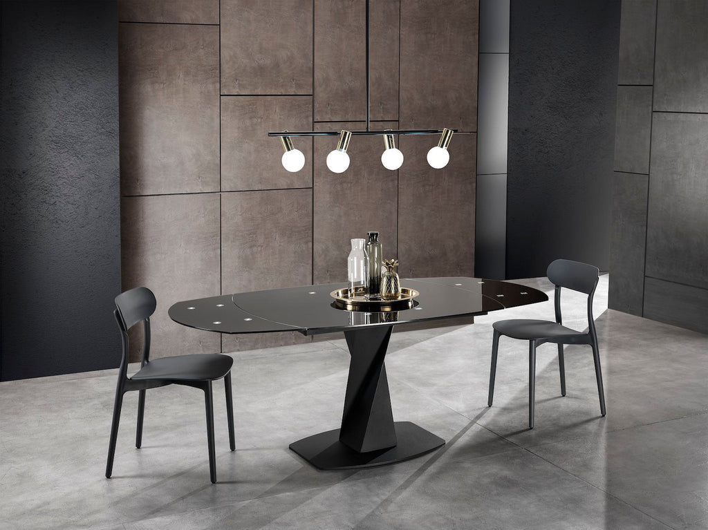 Tavolo da cucina allungabile in acciaio e vetro Bernat