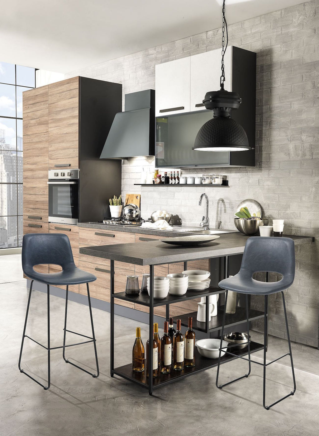 Coppia sgabelli design moderno Samuel Grey