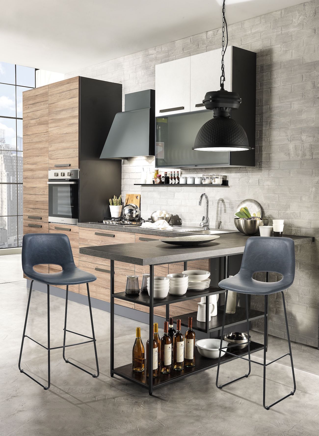 Coppia sgabelli design moderno Samuel Grey