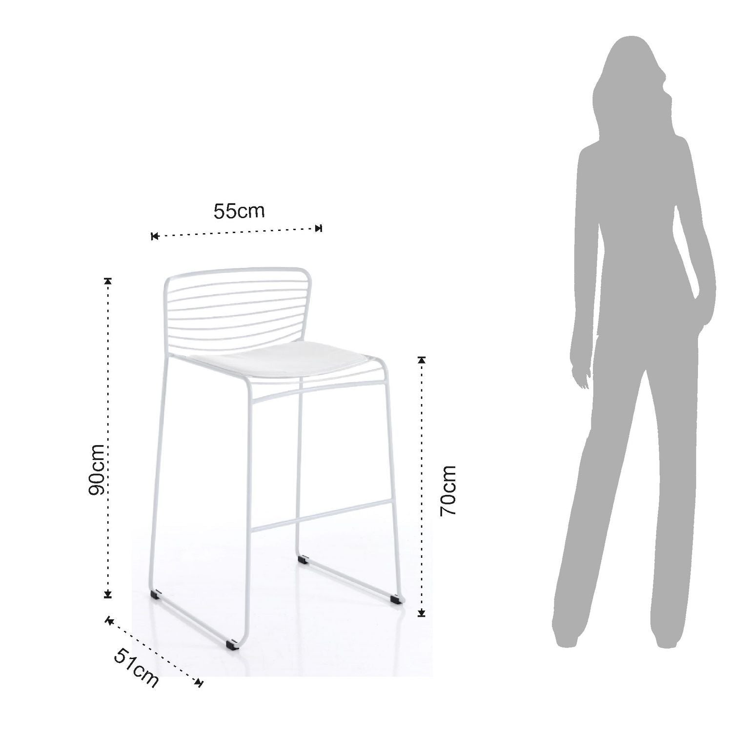 Coppia sgabelli cucina da interno/esterno Cooper White