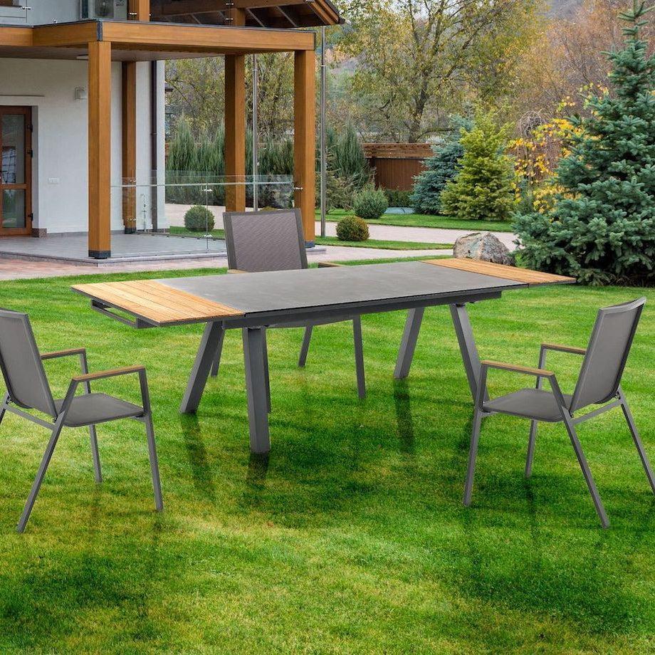 Tavolo da giardino allungabile in alluminio e vetro Cody