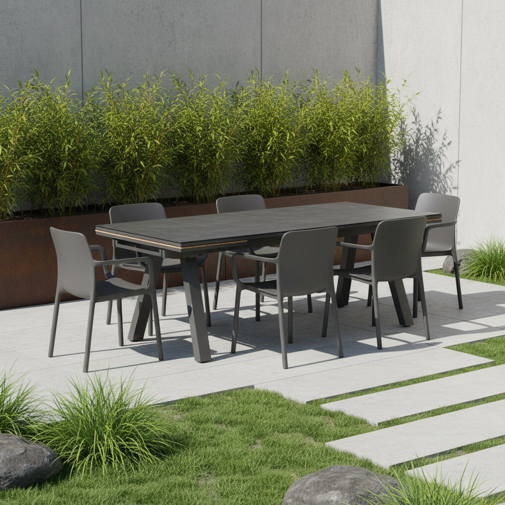 Tavolo da giardino allungabile in alluminio e vetro Cody